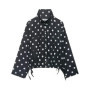 Talenza Pink Polka Dot Jacket: Women's Fashion Retro Bow Lace-up Loose Coats New Casual Commuter High-Street Women's Outerwear