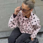Talenza Pink Polka Dot Jacket: Women's Fashion Retro Bow Lace-up Loose Coats New Casual Commuter High-Street Women's Outerwear