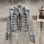 DEAT 2025 Autumn New Fashion Metal Buckle Design Shoulder Strap Denim Short Jacket For Women High Street Coat Female 11A06995