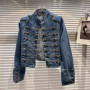 DEAT 2025 Autumn New Fashion Metal Buckle Design Shoulder Strap Denim Short Jacket For Women High Street Coat Female 11A06995