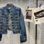 DEAT 2025 Autumn New Fashion Metal Buckle Design Shoulder Strap Denim Short Jacket For Women High Street Coat Female 11A06995