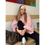 HH Women Fashion Short Coat Solid Lapel Balloon Sleeve Bomber Coat Female Casual Loose Pleated Zipper Decoration Street Jacket