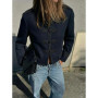 Napoleon Jacket Diagonal Button Closure Stand Collar Long Sleeve 2026 Spring Edgy Women Blazer Fashion Bold Lady Outerwear