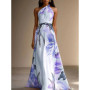 2026 European and American Printing Elegant Catwalk Party Vacation Long Dress