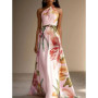 2026 European and American Printing Elegant Catwalk Party Vacation Long Dress