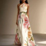 2026 European and American Printing Elegant Catwalk Party Vacation Long Dress