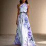 2026 European and American Printing Elegant Catwalk Party Vacation Long Dress