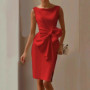 2025 Women's Dress O-neck Sleeveless White Elegant Bow Slim Party Red Evening Slit Vest Skirt