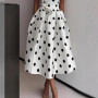 New Women's Polka Dot Dress Sleeveless V-Neck High Waist Slim Lace-up Fashionable Elegant Evening Midi Dress
