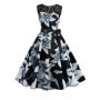 Floral Print Vintage Women Summer A Line Lace Party Dresses Robe Tunic Casual Office Ladies Dress