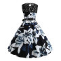 Floral Print Vintage Women Summer A Line Lace Party Dresses Robe Tunic Casual Office Ladies Dress