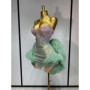 Women Sexy Strapless Backless Green Diamonds Mesh Dress Performance Outfit