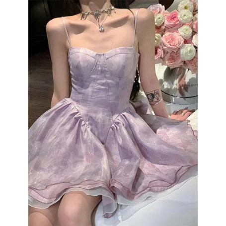 Woman Fairy Dress Bubble Sleeves Dress