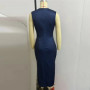 Elegant Sleeveless Long Dress Women V Neck Bodycon Dresses For Women Sexy Navy Party Dress Women Office Holiday Dresses