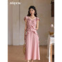 MISHOW Flower Flying Sleeve Pink Dress for Women 2025 Summer New Women's Clothing Holidays Fashion V-neck Dress MXE34L2243