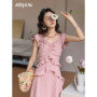 MISHOW Flower Flying Sleeve Pink Dress for Women 2025 Summer New Women's Clothing Holidays Fashion V-neck Dress MXE34L2243