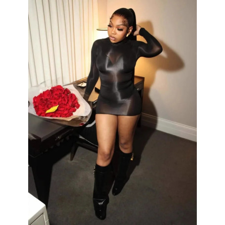 Wmstar Dress Women Wholesale European Clothing Sexy Stretchy Shiny Body Stockings Skirt Nightclub Sexy See Through Skirt