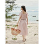 MISHOW Bohemian Pink Women‘s Summer Dresses Women 2025 Short Sleeve Square Collar with Belt Dress Lady New Fashion MXE33L2158