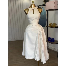 Fashion Sleeveless Midi Dresses for Women with Pleated Asymmetrical and Hollow Out Perfect for Cocktail Parties or Wedding Guest