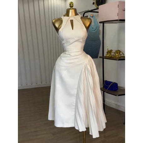 Fashion Sleeveless Midi Dresses for Women with Pleated Asymmetrical and Hollow Out Perfect for Cocktail Parties or Wedding Guest