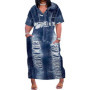 Womens Plus Size Denim 3D Print Fashion Maxi Dresses Casual Soft Tshirt Dress