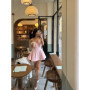 Elegant Solid Color Off-shoulder Mini Dress Women Fashion One Shoulder Pleated Short Dresses 2025 Summer New Daily Dating Gowns