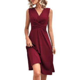 Solid Color Casual Slim Short Dresses For Women 2025 Fashion Summer Women's A-Line Midi Dress Elegant Vintage Female Dresses