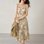 SENTUBILA Midi Print Slip Dresses Women 2026 Spring Summer Korean Fashion Sundress Elegant Lady Slim Camisole Dress 121L40493