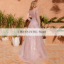 Sparkle Sequin Tulle Evening Dresses For Women Custom Pink A Line V Neck Long Sleeves Floor Length Zipper Back Prom Party Gowns