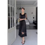Miyake Pleated Dress 2025 Summer New V-neck Lace High-end Fashion Temperament Socialite Cinched Waist Slimming Dress