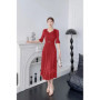 Miyake Pleated Dress 2025 Summer New V-neck Lace High-end Fashion Temperament Socialite Cinched Waist Slimming Dress