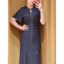 Elegant Long Waist-cinching Sequin Dress French Style 2026 New Navy Blue Fit Dresses Women Party Round Neck Short-sleeved Gowns