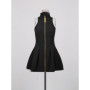 TWOTWINSTYLE Slimming Spliced Zipper Fashion Mini Dresses for Women High Neck Sleeveless High Waist Patchwork Folds Dress Female