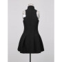 TWOTWINSTYLE Slimming Spliced Zipper Fashion Mini Dresses for Women High Neck Sleeveless High Waist Patchwork Folds Dress Female