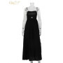 Clacive Sexy Loose Black Cotton Womens Dresses 2024 Summer Strap Sleeveless Ankle Length Dress Elegant Hollow Out Female Dress