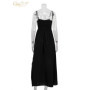 Clacive Sexy Loose Black Cotton Womens Dresses 2024 Summer Strap Sleeveless Ankle Length Dress Elegant Hollow Out Female Dress