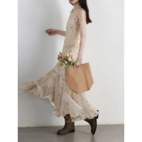 CHIC VEN Women Dresses Retro New Chinese Ink Printed Camisole Sleeveless Dress Female Long Dress A Line Spring Summer 2025