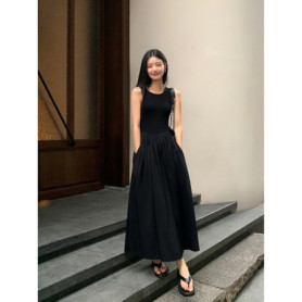 Casual Fashion Slim Clothes Lady Spring Summer vestido y2k Women Chic A-Line Midi Dresses Female Bodycon Elegant Black White