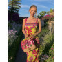 Floral Print Dresses For Women Fashion Sexy Streetwear Prairie Chic Straps Sleeveless Slash Neck Slim Fit Midi Vestidos Robes