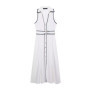 HH Woman Elegant Chic Sleeveless Single-breasted Midi Dress Summer Women Sexy White Polka Dot Shirt Style Chart Dress Mujer