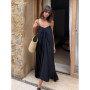 Clacive Summer Loose Black Women'S Dress 2023 Fashion Strap Sleeveless Ankle-Length Dresses Elegant Backless Female Sundress