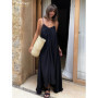Clacive Summer Loose Black Women'S Dress 2023 Fashion Strap Sleeveless Ankle-Length Dresses Elegant Backless Female Sundress