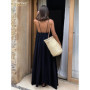 Clacive Summer Loose Black Women'S Dress 2023 Fashion Strap Sleeveless Ankle-Length Dresses Elegant Backless Female Sundress