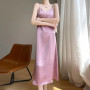 2025 New 100 Anti Wrinkle Mulberry Silk Strap Dress for Women's Summer New Loose Long Skirt