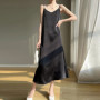 2025 New 100 Anti Wrinkle Mulberry Silk Strap Dress for Women's Summer New Loose Long Skirt