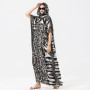 Malaysian Muslim Leopard Print Dress Women Kaftan Robes Loose Arabic Long Dress Summer Sunscreen Abaya Beach Hijab Maxi Dress