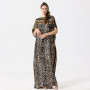 Malaysian Muslim Leopard Print Dress Women Kaftan Robes Loose Arabic Long Dress Summer Sunscreen Abaya Beach Hijab Maxi Dress