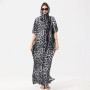 Malaysian Muslim Leopard Print Dress Women Kaftan Robes Loose Arabic Long Dress Summer Sunscreen Abaya Beach Hijab Maxi Dress