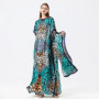 Malaysian Muslim Leopard Print Dress Women Kaftan Robes Loose Arabic Long Dress Summer Sunscreen Abaya Beach Hijab Maxi Dress