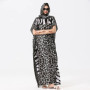 Malaysian Muslim Leopard Print Dress Women Kaftan Robes Loose Arabic Long Dress Summer Sunscreen Abaya Beach Hijab Maxi Dress